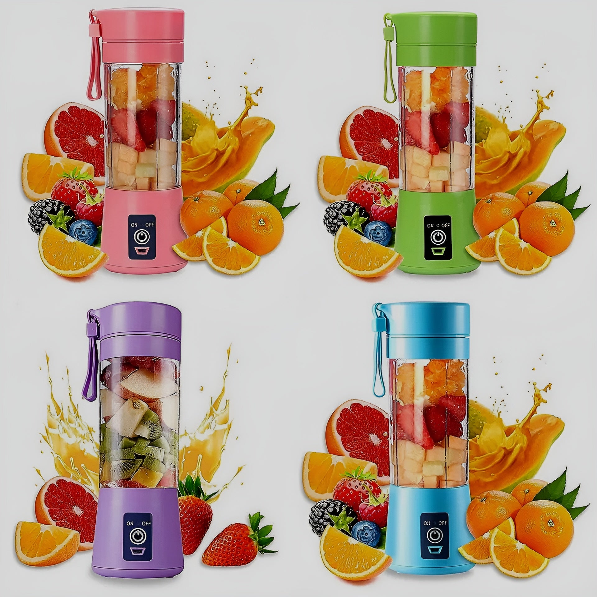 Portable Mini 6 blade Juicer blender | Outdoor Juicing Cup (380ml) - Rechargeable (random Color)