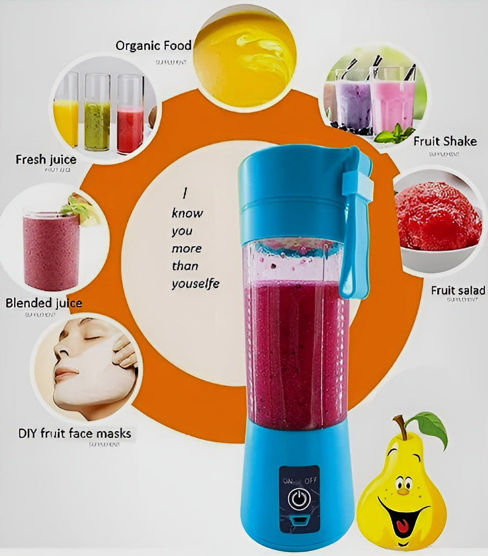 Portable Mini 6 blade Juicer blender | Outdoor Juicing Cup (380ml) - Rechargeable (random Color)